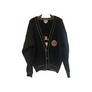 Vintage BUGLE BOY Men's Cardigan Letterman Sweater Size L Global Challenge